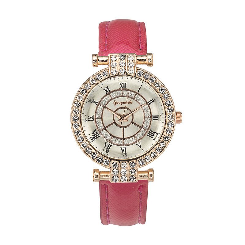 Deffrun Leather Band Reloj De Pulsera Para Mujer Reloj De Cuarzo De Cristal De Estilo Casual