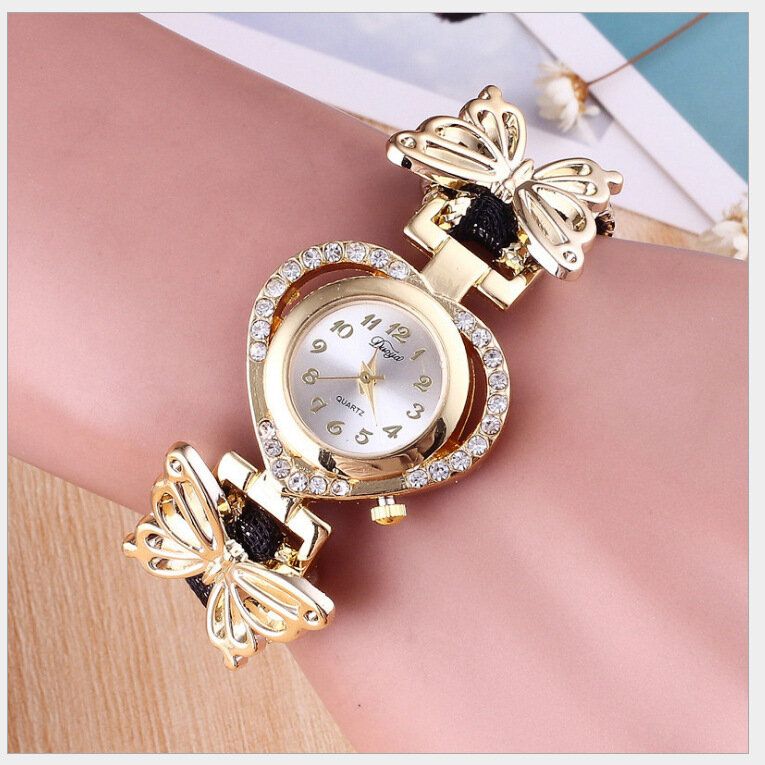 Deffrun Love Heart Reloj De Pulsera Decorativo Para Mujer Reloj De Cuarzo De Estilo Retro