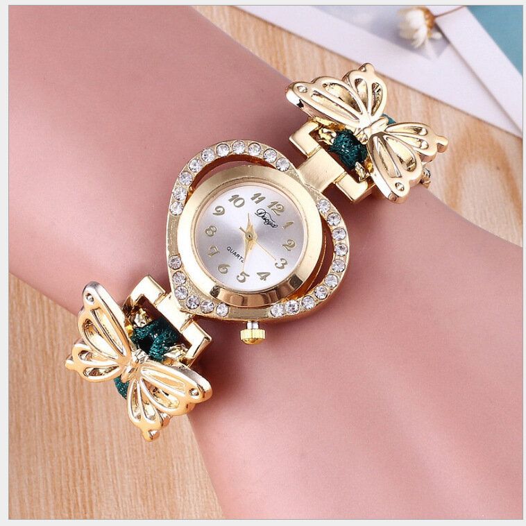 Deffrun Love Heart Reloj De Pulsera Decorativo Para Mujer Reloj De Cuarzo De Estilo Retro