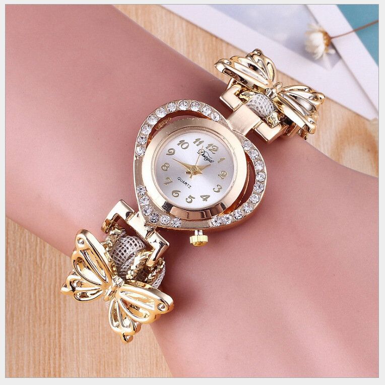 Deffrun Love Heart Reloj De Pulsera Decorativo Para Mujer Reloj De Cuarzo De Estilo Retro