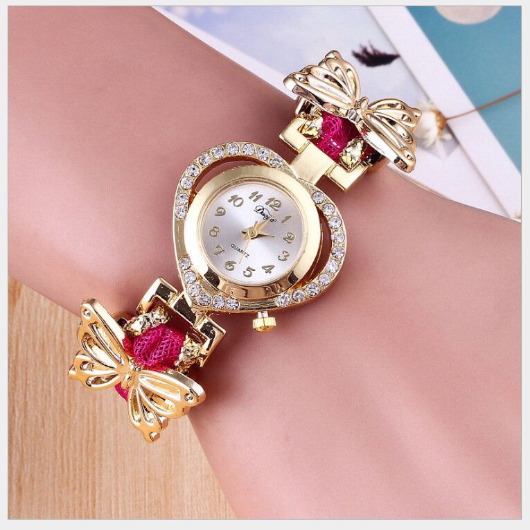 Deffrun Love Heart Reloj De Pulsera Decorativo Para Mujer Reloj De Cuarzo De Estilo Retro