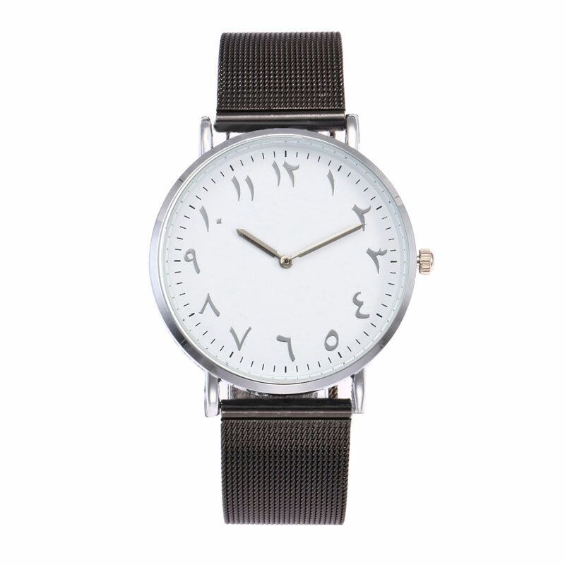 Deffrun Moda Casual Números Árabes Dial Correa De Malla Relojes De Pulsera Reloj De Cuarzo