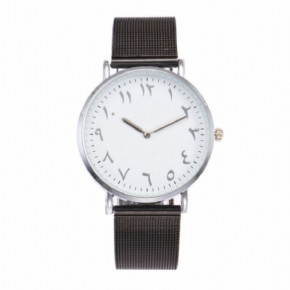 Deffrun Moda Casual Números Árabes Dial Correa De Malla Relojes De Pulsera Reloj De Cuarzo