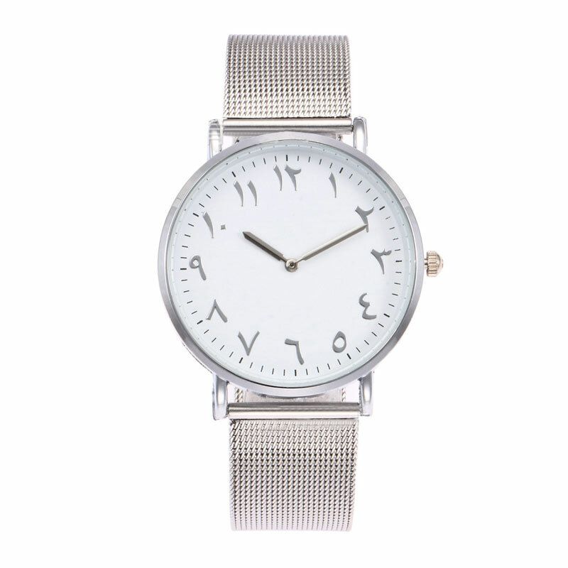 Deffrun Moda Casual Números Árabes Dial Correa De Malla Relojes De Pulsera Reloj De Cuarzo