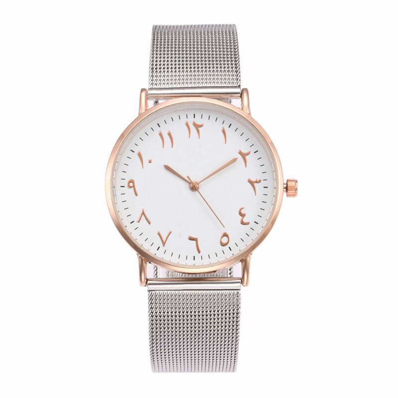 Deffrun Moda Casual Números Árabes Dial Correa De Malla Relojes De Pulsera Reloj De Cuarzo