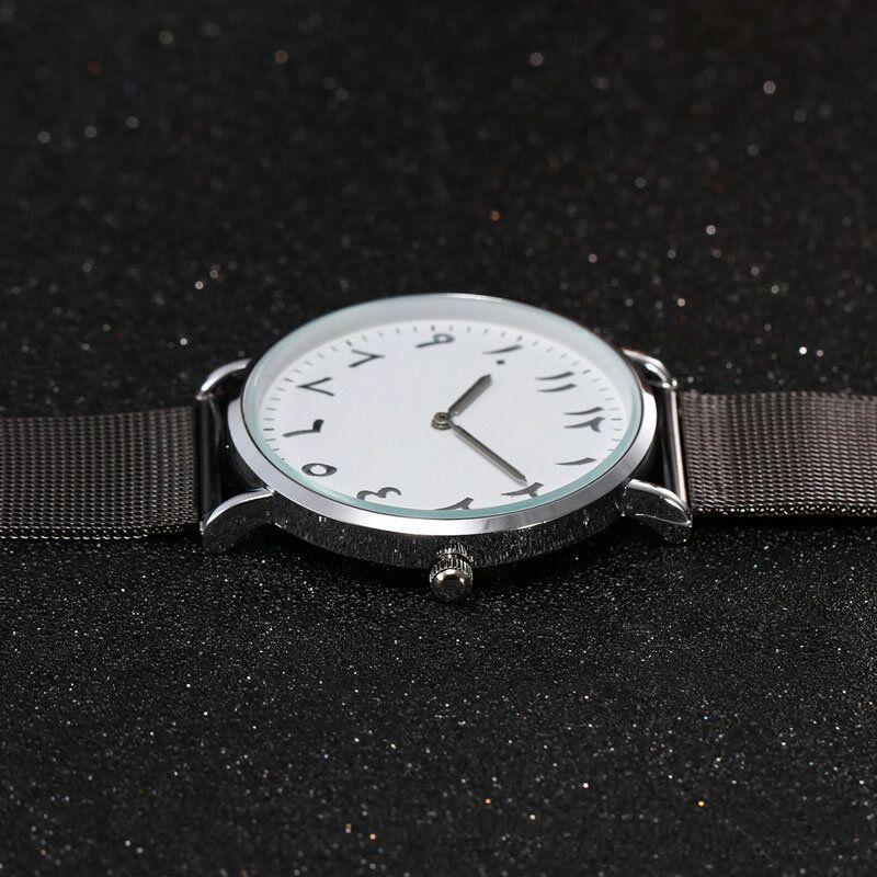 Deffrun Moda Casual Números Árabes Dial Correa De Malla Relojes De Pulsera Reloj De Cuarzo