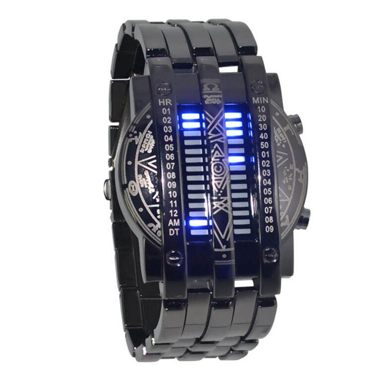 Deffrun Reloj Digital Led Binario De Moda Reloj De Pulsera De Acero Completo Para Hombres