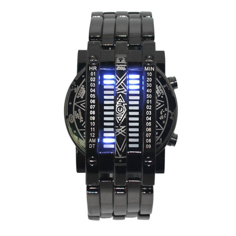 Deffrun Reloj Digital Led Binario De Moda Reloj De Pulsera De Acero Completo Para Hombres