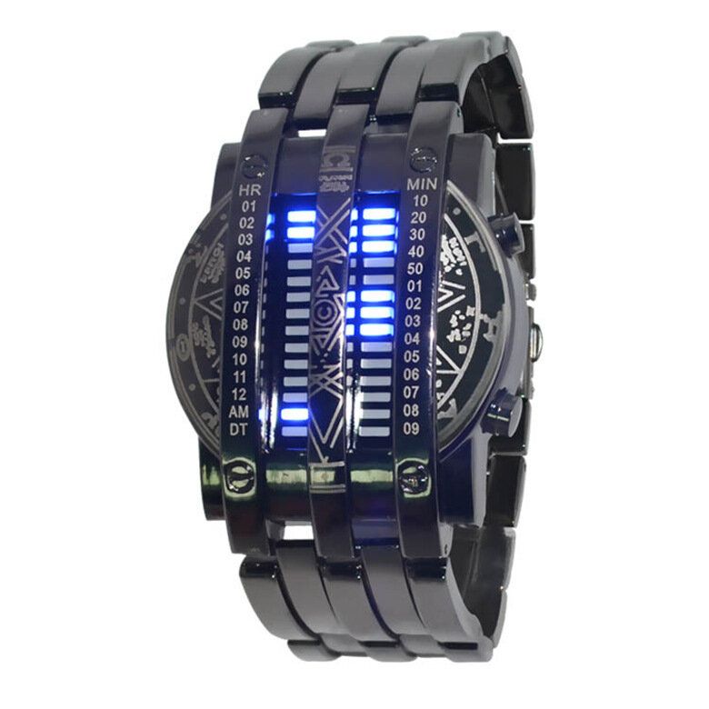 Deffrun Reloj Digital Led Binario De Moda Reloj De Pulsera De Acero Completo Para Hombres