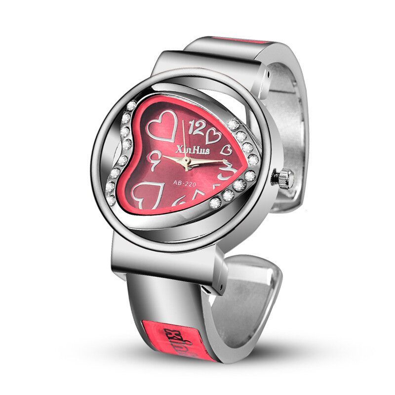 Deffrun Reloj De Pulsera De Acero Completo En Forma De Corazón Para Mujer Reloj De Cuarzo Colorido De Cristal