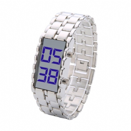 Deffrun Reloj De Pulsera Ajustable De Acero Completo Para Hombres Reloj Digital Con Pantalla Led