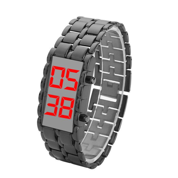 Deffrun Reloj De Pulsera Ajustable De Acero Completo Para Hombres Reloj Digital Con Pantalla Led