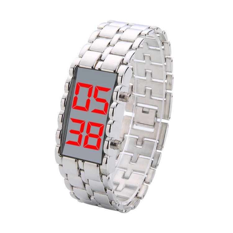 Deffrun Reloj De Pulsera Ajustable De Acero Completo Para Hombres Reloj Digital Con Pantalla Led