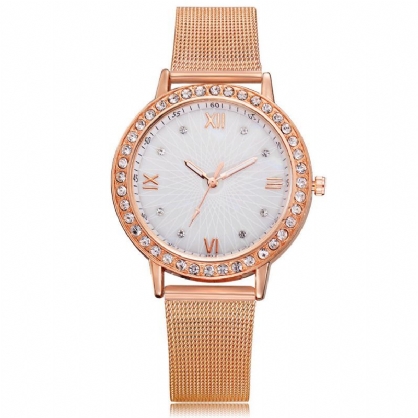 Deffrun Reloj De Pulsera De Cristal De Estilo Informal Para Mujer Relojes De Cuarzo Con Banda De Acero Completa