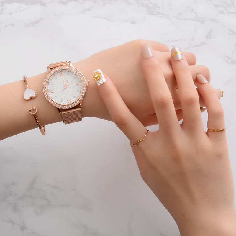 Deffrun Reloj De Pulsera De Cristal De Estilo Informal Para Mujer Relojes De Cuarzo Con Banda De Acero Completa