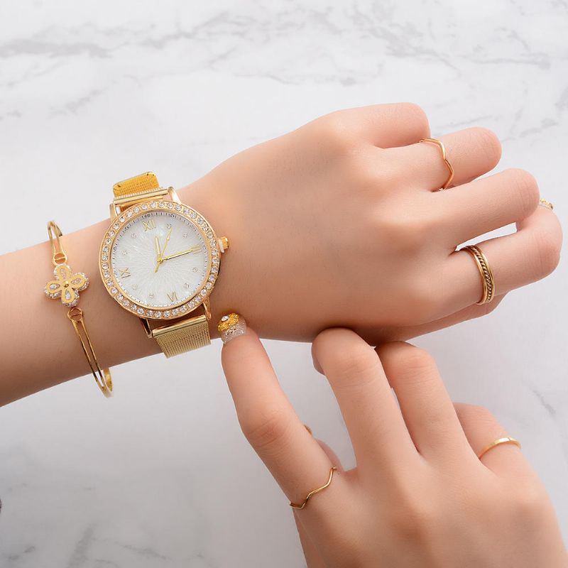 Deffrun Reloj De Pulsera De Cristal De Estilo Informal Para Mujer Relojes De Cuarzo Con Banda De Acero Completa