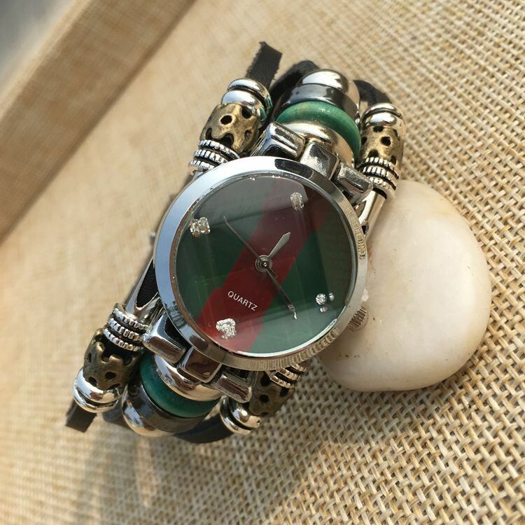 Deffrun Reloj De Pulsera De Estilo Retro Para Hombre Reloj De Cuarzo De Piel De Vaca Con Diamantes De Imitación Simple Vintage