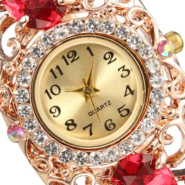 Deffrun Reloj De Pulsera De Estilo Retro Para Mujer Reloj De Cuarzo Con Diamantes Y Flores