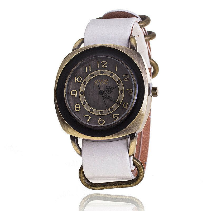 Deffrun Reloj De Pulsera Unisex Con Esfera Cuadrada De Estilo Retro Reloj De Cuarzo Con Banda De Cuero Genuino