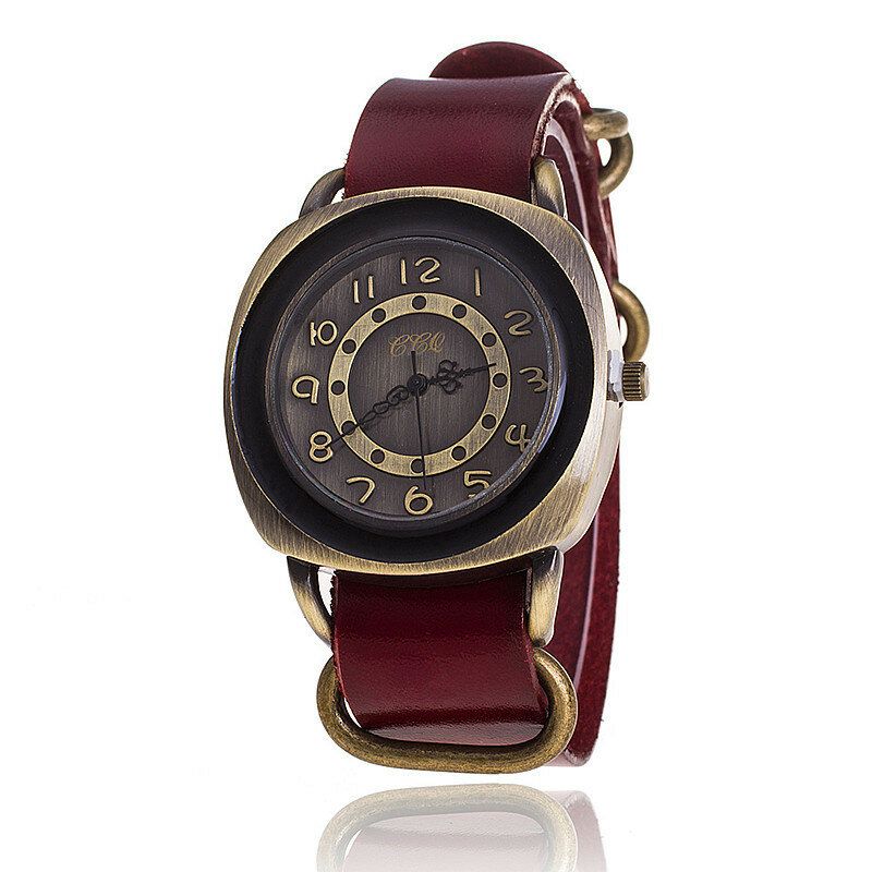 Deffrun Reloj De Pulsera Unisex Con Esfera Cuadrada De Estilo Retro Reloj De Cuarzo Con Banda De Cuero Genuino