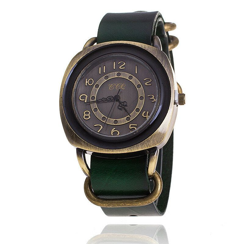 Deffrun Reloj De Pulsera Unisex Con Esfera Cuadrada De Estilo Retro Reloj De Cuarzo Con Banda De Cuero Genuino