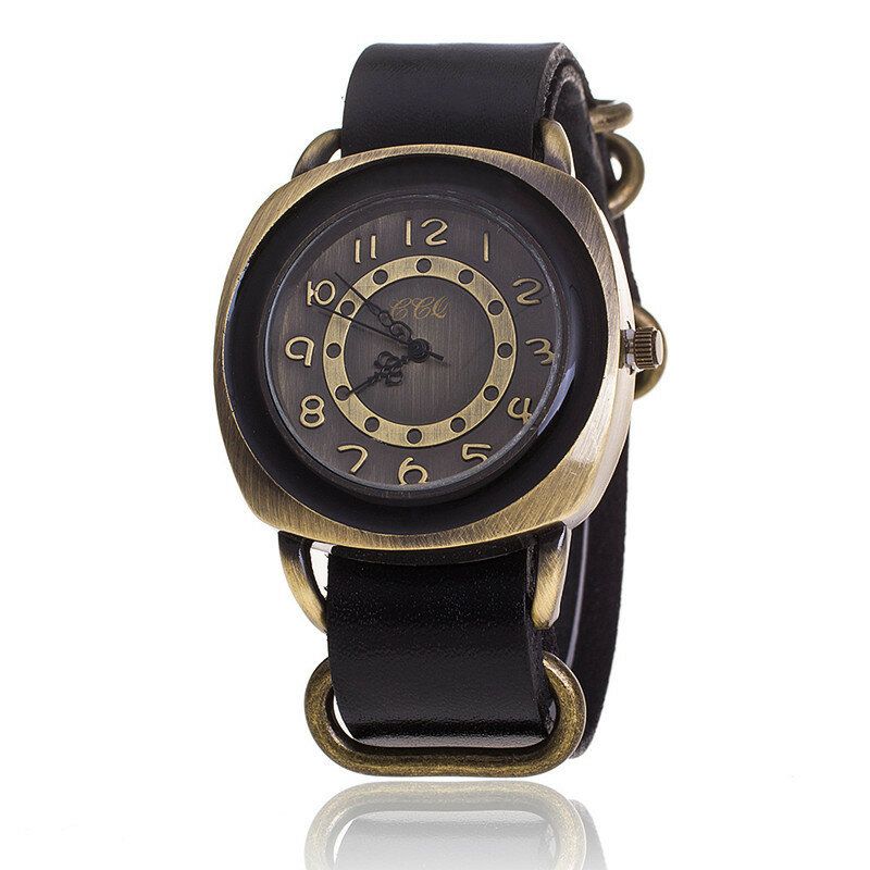 Deffrun Reloj De Pulsera Unisex Con Esfera Cuadrada De Estilo Retro Reloj De Cuarzo Con Banda De Cuero Genuino