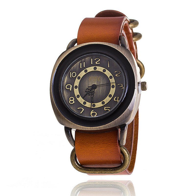 Deffrun Reloj De Pulsera Unisex Con Esfera Cuadrada De Estilo Retro Reloj De Cuarzo Con Banda De Cuero Genuino