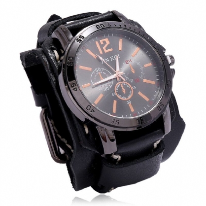 Deffrun Retro Style Decorativo Reloj De Cuarzo Con Tres Esferas Reloj De Pulsera Para Hombre Con Banda De Cuero De Piel De Vaca