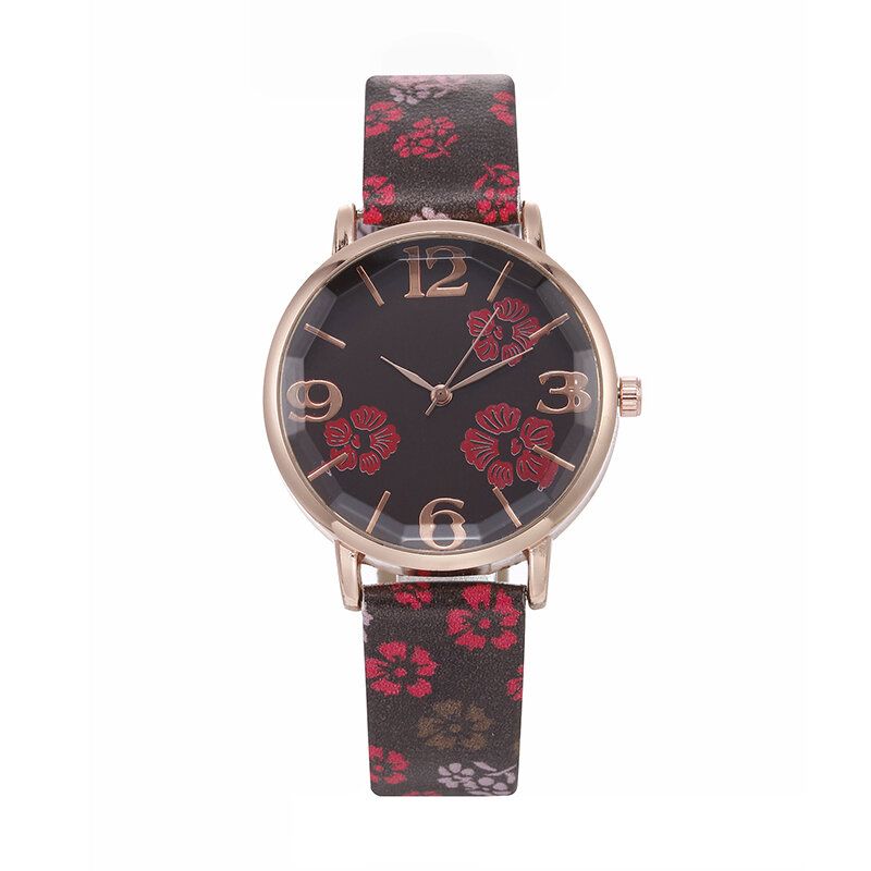 Deffrun Retro Style Flower Printed Mujer Reloj De Pulsera Relojes De Cuarzo De Estilo Chino