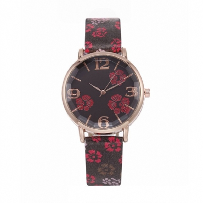 Deffrun Retro Style Flower Printed Mujer Reloj De Pulsera Relojes De Cuarzo De Estilo Chino