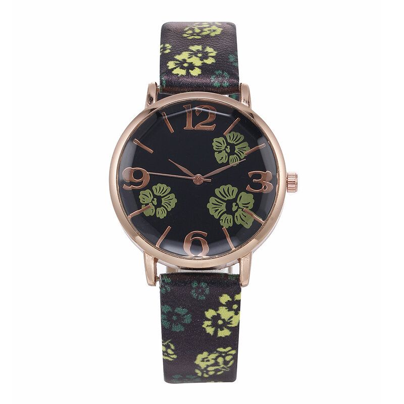 Deffrun Retro Style Flower Printed Mujer Reloj De Pulsera Relojes De Cuarzo De Estilo Chino