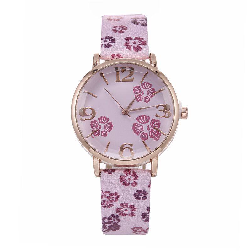 Deffrun Retro Style Flower Printed Mujer Reloj De Pulsera Relojes De Cuarzo De Estilo Chino