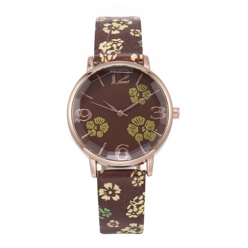 Deffrun Retro Style Flower Printed Mujer Reloj De Pulsera Relojes De Cuarzo De Estilo Chino