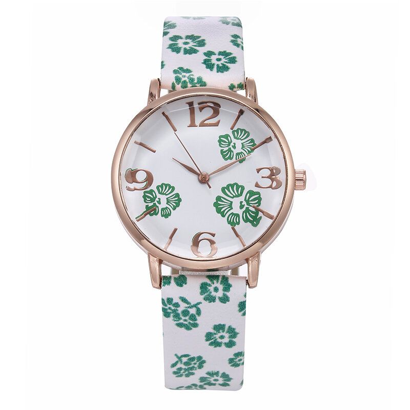 Deffrun Retro Style Flower Printed Mujer Reloj De Pulsera Relojes De Cuarzo De Estilo Chino