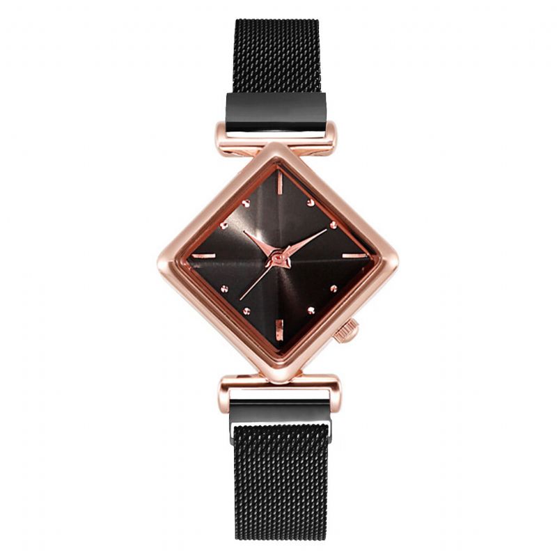 Deffrun Square Dial Diseño Único Reloj De Pulsera Para Mujer Relojes De Cuarzo Con Banda De Acero Y Malla