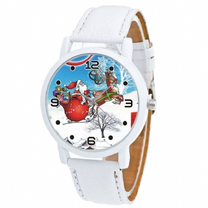 Dibujos Animados De Papá Noel Y Patrón De Campo De Nieve Reloj Lindo Para Niños Reloj De Cuarzo Para Niños De Moda