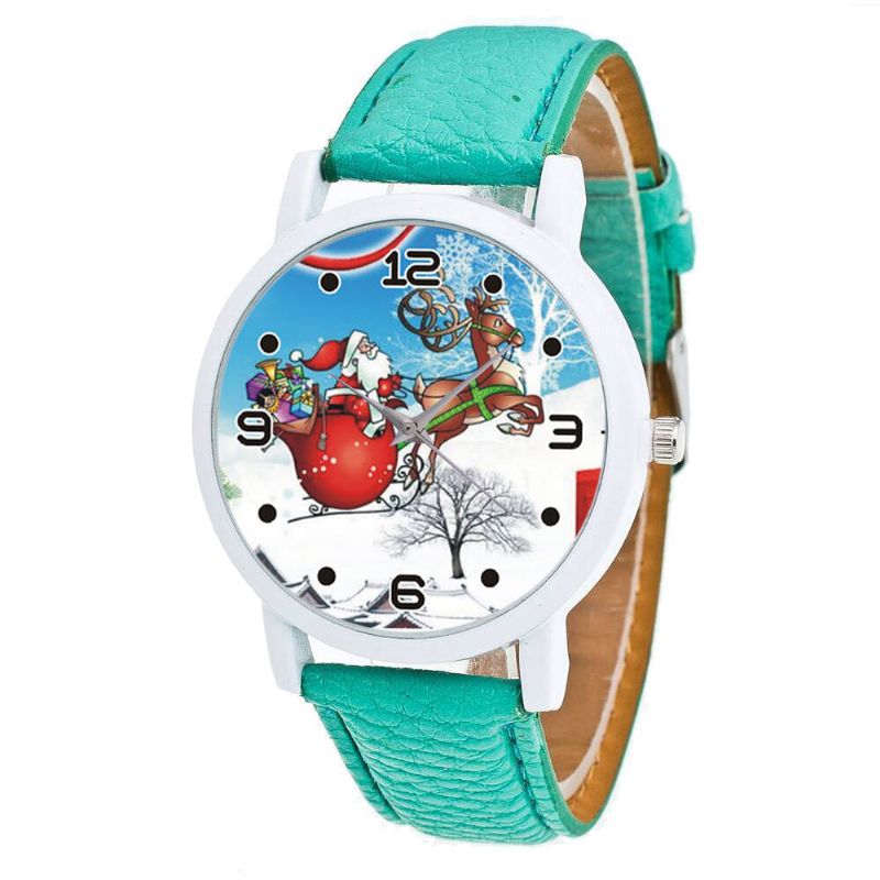 Dibujos Animados De Papá Noel Y Patrón De Campo De Nieve Reloj Lindo Para Niños Reloj De Cuarzo Para Niños De Moda