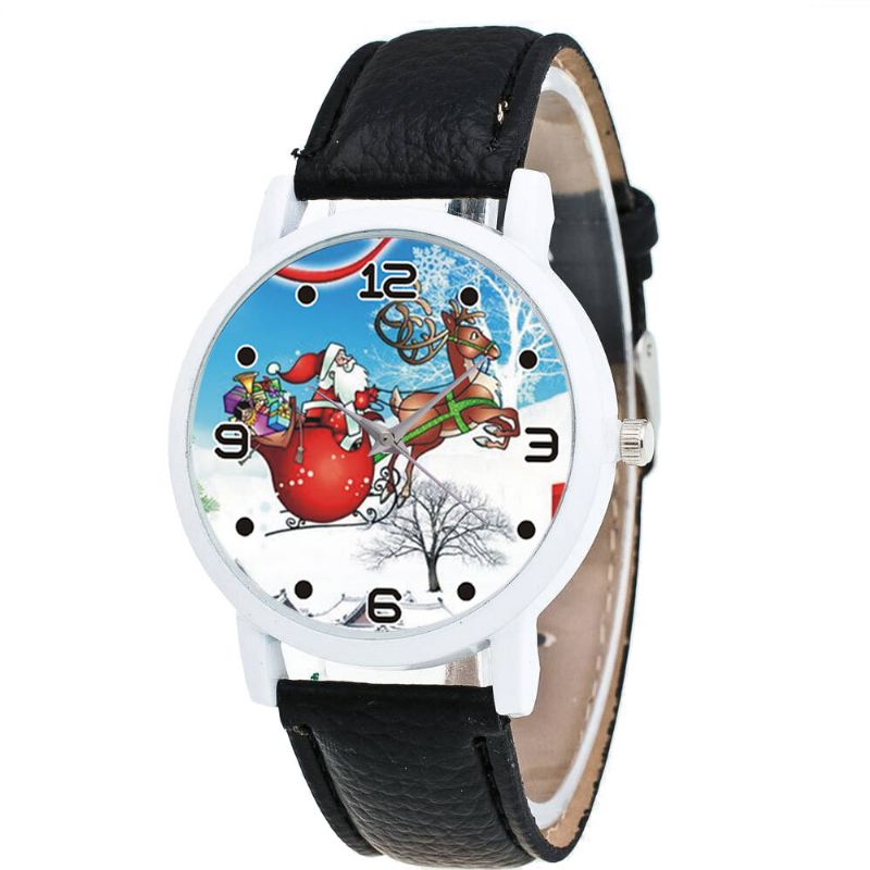 Dibujos Animados De Papá Noel Y Patrón De Campo De Nieve Reloj Lindo Para Niños Reloj De Cuarzo Para Niños De Moda