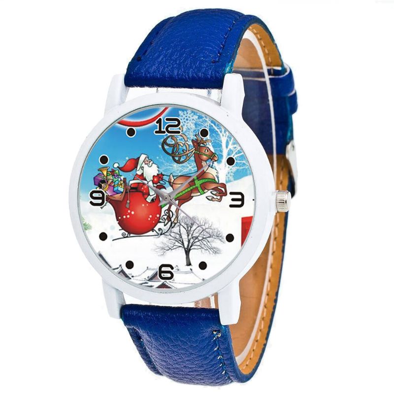 Dibujos Animados De Papá Noel Y Patrón De Campo De Nieve Reloj Lindo Para Niños Reloj De Cuarzo Para Niños De Moda