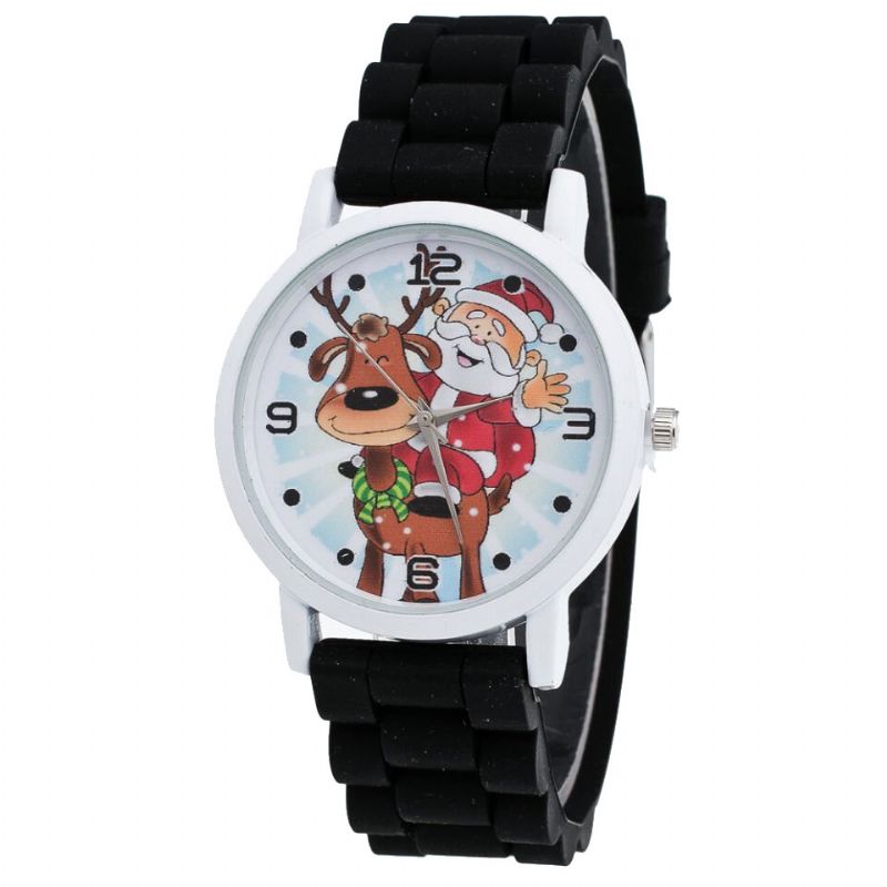 Dibujos Animados De Papá Noel Y Renos Reloj Con Correa De Silicona Reloj Lindo Para Niños Reloj De Cuarzo Para Niños De Moda