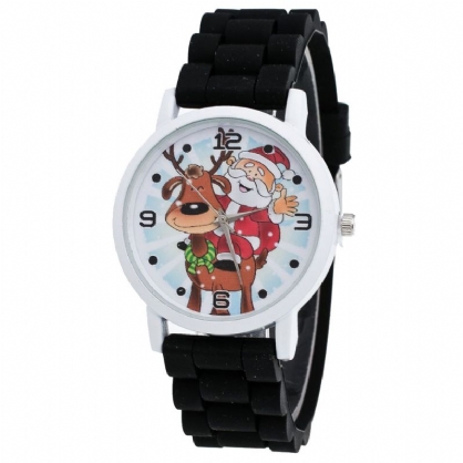 Dibujos Animados De Papá Noel Y Renos Reloj Con Correa De Silicona Reloj Lindo Para Niños Reloj De Cuarzo Para Niños De Moda