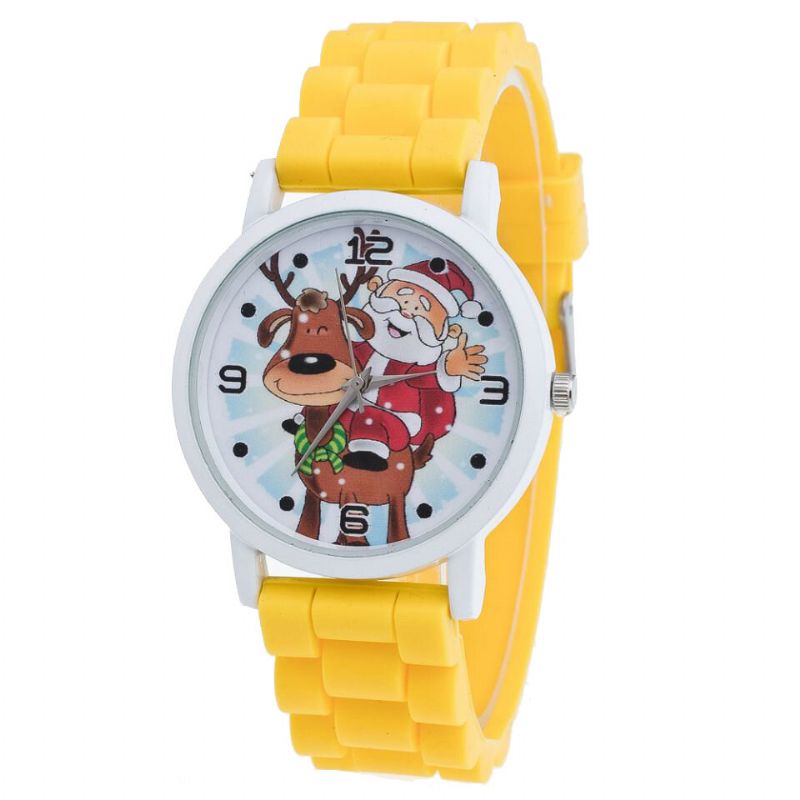 Dibujos Animados De Papá Noel Y Renos Reloj Con Correa De Silicona Reloj Lindo Para Niños Reloj De Cuarzo Para Niños De Moda