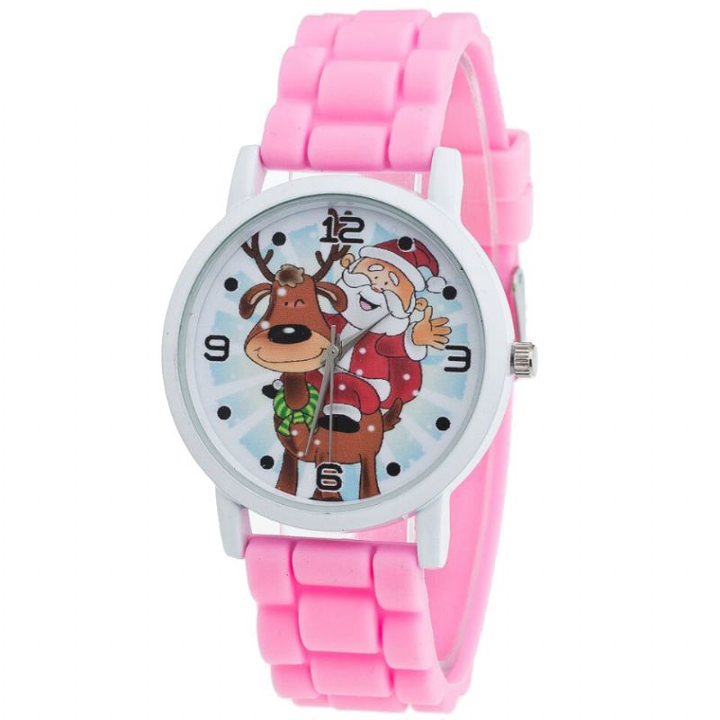 Dibujos Animados De Papá Noel Y Renos Reloj Con Correa De Silicona Reloj Lindo Para Niños Reloj De Cuarzo Para Niños De Moda