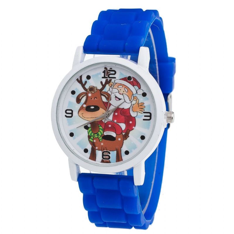 Dibujos Animados De Papá Noel Y Renos Reloj Con Correa De Silicona Reloj Lindo Para Niños Reloj De Cuarzo Para Niños De Moda