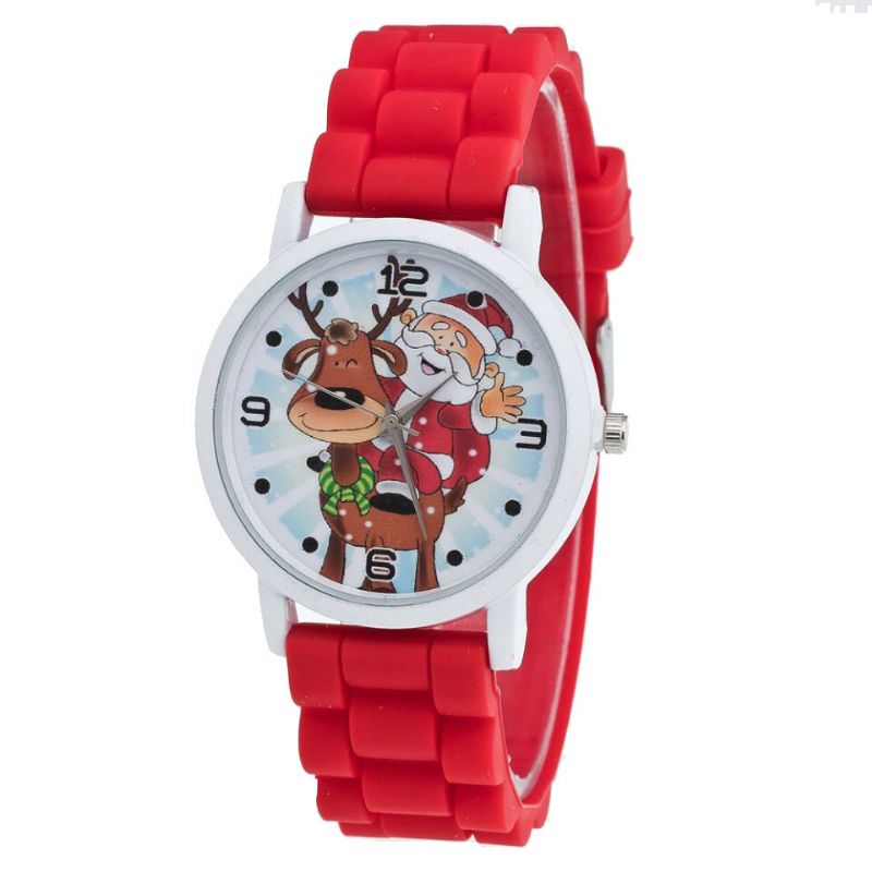 Dibujos Animados De Papá Noel Y Renos Reloj Con Correa De Silicona Reloj Lindo Para Niños Reloj De Cuarzo Para Niños De Moda