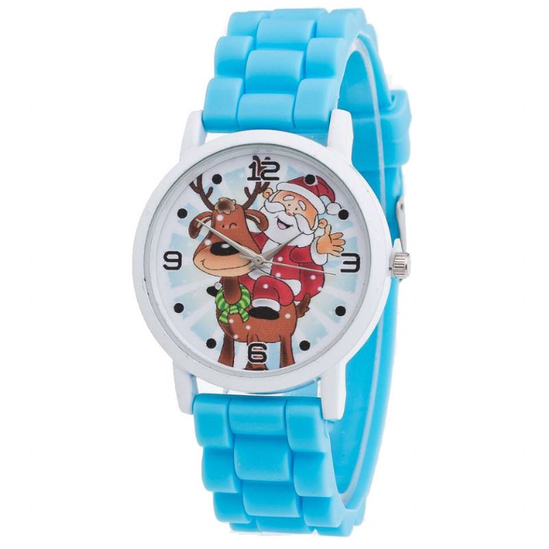 Dibujos Animados De Papá Noel Y Renos Reloj Con Correa De Silicona Reloj Lindo Para Niños Reloj De Cuarzo Para Niños De Moda