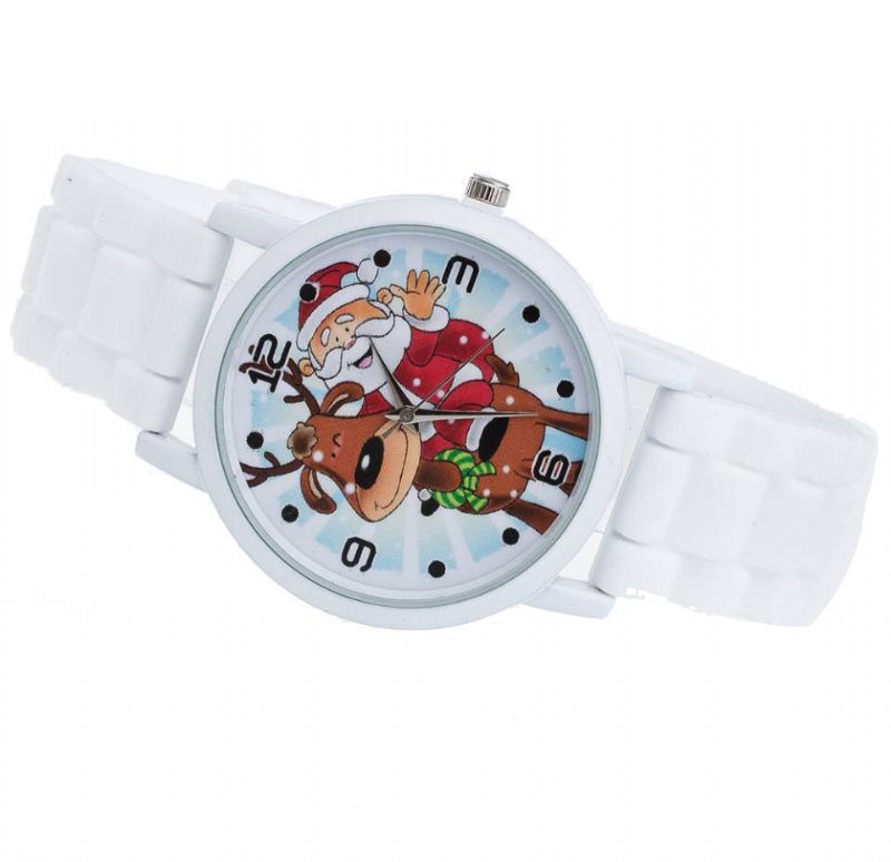 Dibujos Animados De Papá Noel Y Renos Reloj Con Correa De Silicona Reloj Lindo Para Niños Reloj De Cuarzo Para Niños De Moda