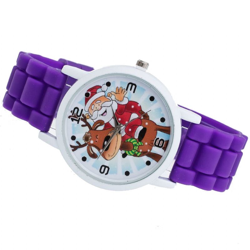 Dibujos Animados De Papá Noel Y Renos Reloj Con Correa De Silicona Reloj Lindo Para Niños Reloj De Cuarzo Para Niños De Moda