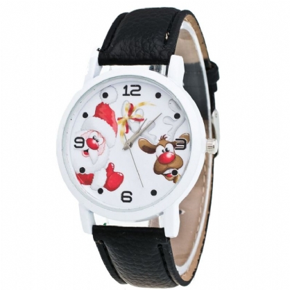 Dibujos Animados De Santa Y Patrón De Alces Moda Cute Kid Watch Reloj De Cuarzo Para Niños