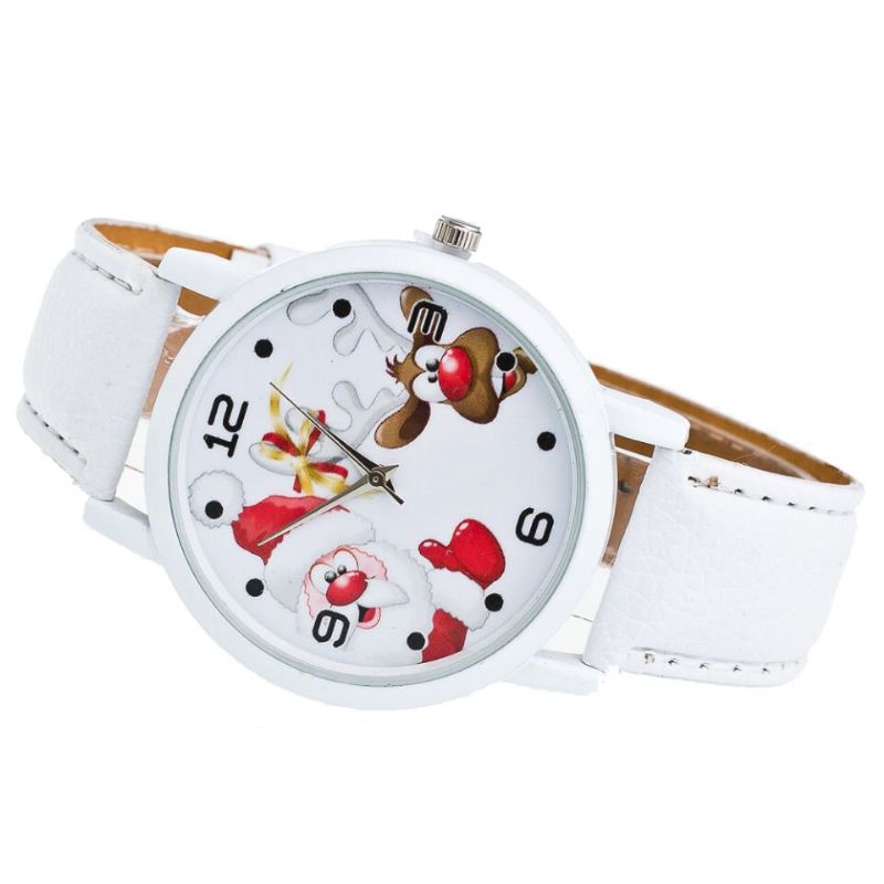 Dibujos Animados De Santa Y Patrón De Alces Moda Cute Kid Watch Reloj De Cuarzo Para Niños